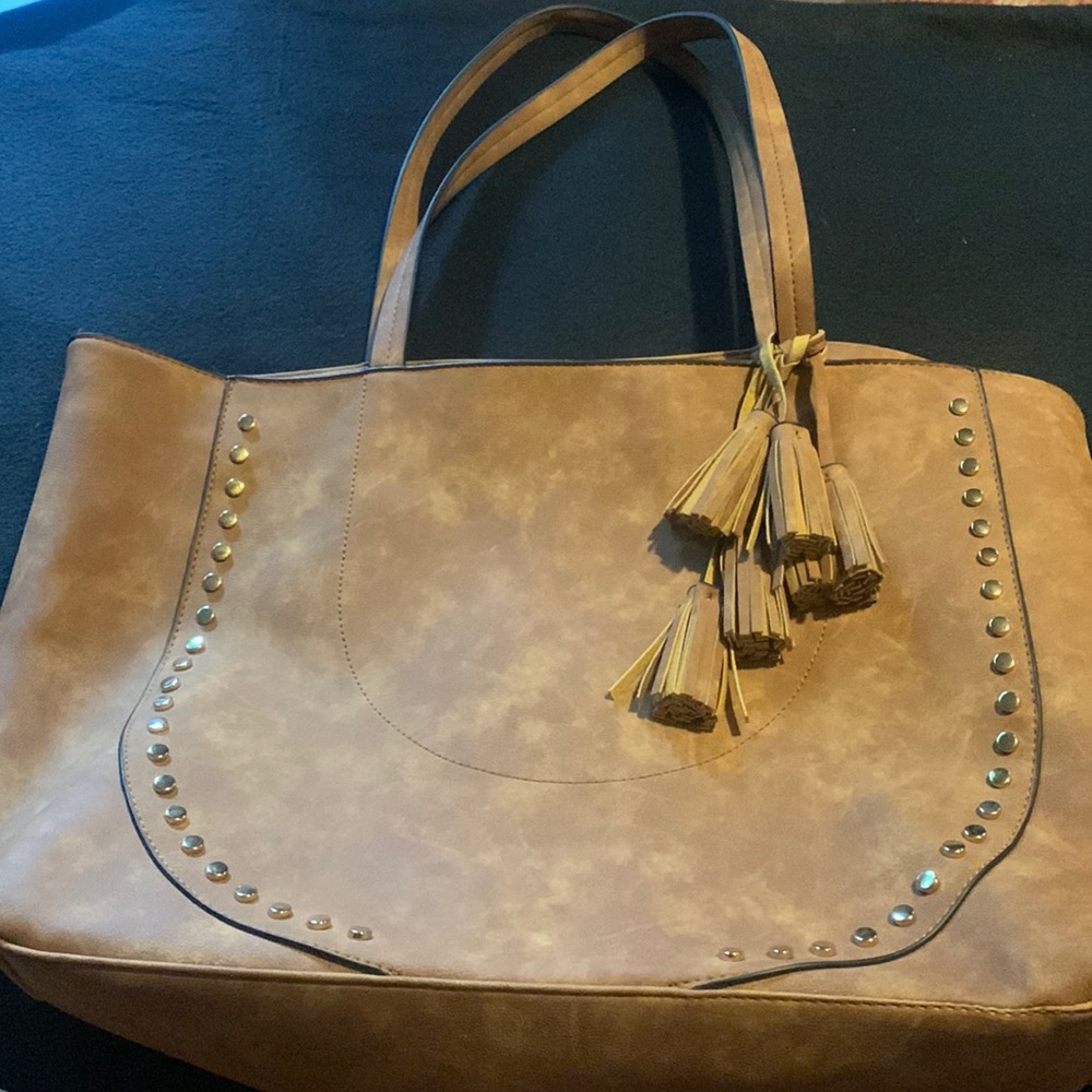 Caramel Studded Tote Bag